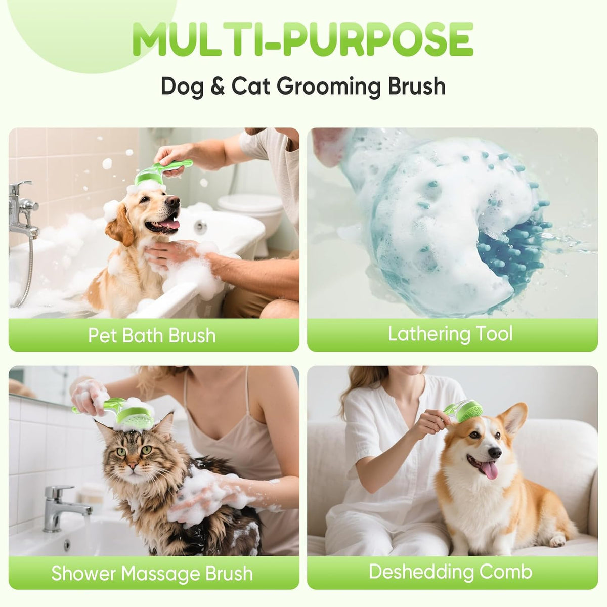 JEREMYTIS pet bath brush used for dog and cat grooming