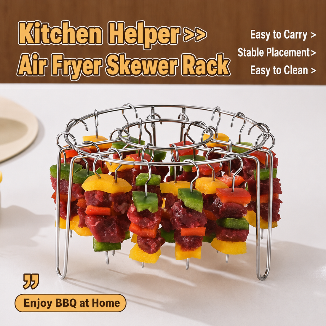 Air fryer rack for kebabs bacon shrimp vegetables