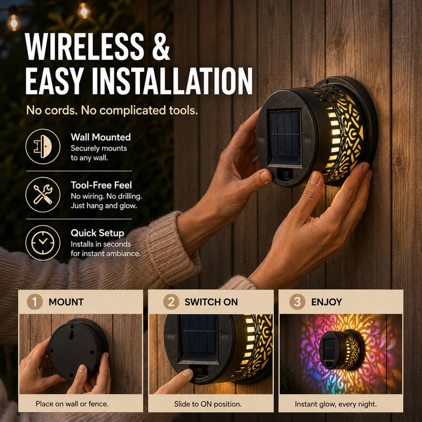 🔥Last Day Buy 1 Get 1🔥 Waterproof Outdoor Solar Mandala Wall Light - Ambient Lighting  🌌