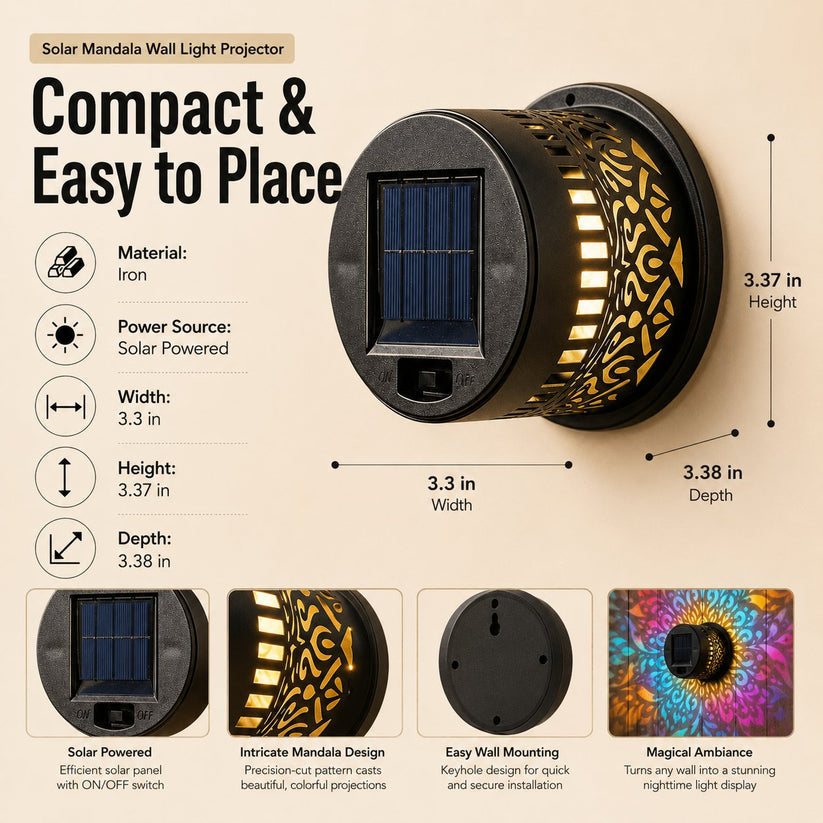 🔥Last Day Buy 1 Get 1🔥 Waterproof Outdoor Solar Mandala Wall Light - Ambient Lighting  🌌