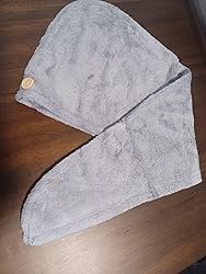 Customer photo showing microfiber hair towel laid flat