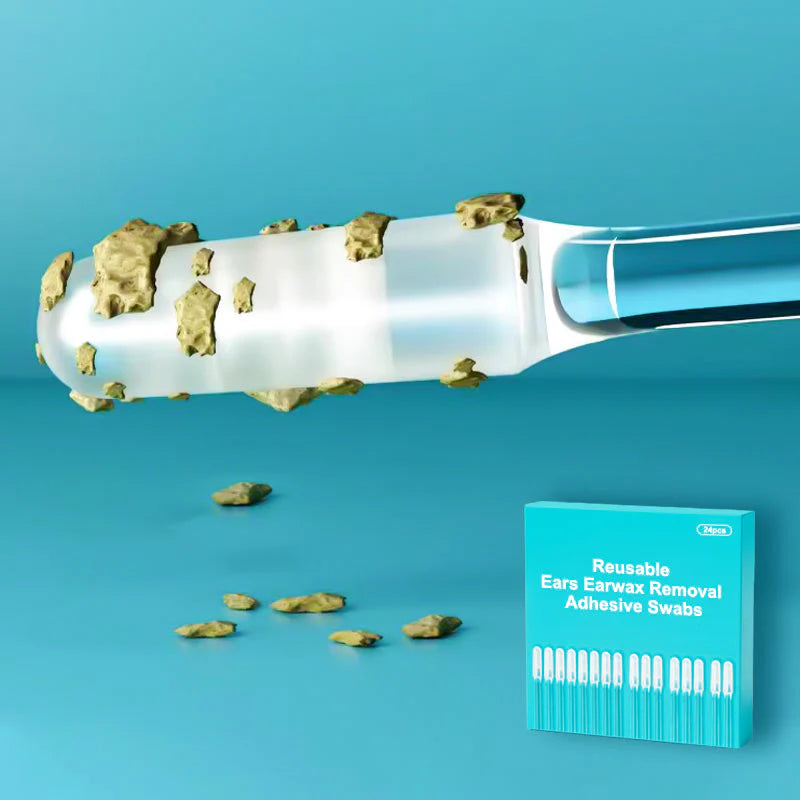 Adhesive tip picks up visible outer ear wax